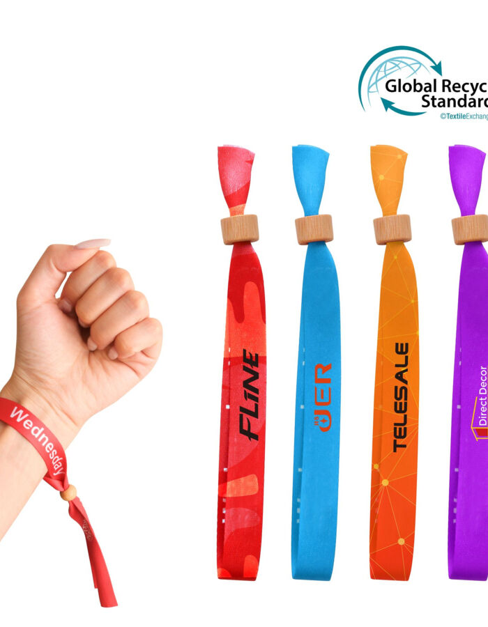 RPET Fabric WristBand with Bamboo toggle Thumbnail