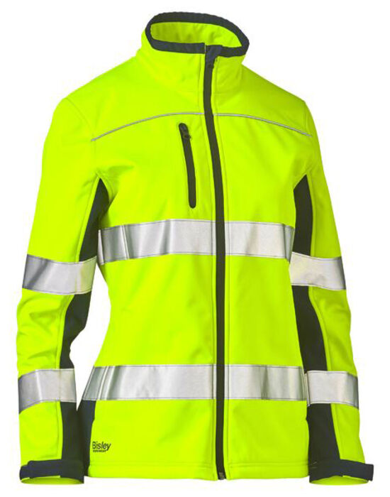 Women's Taped Two Tone Hi Vis Soft Shell Jacket Thumbnail