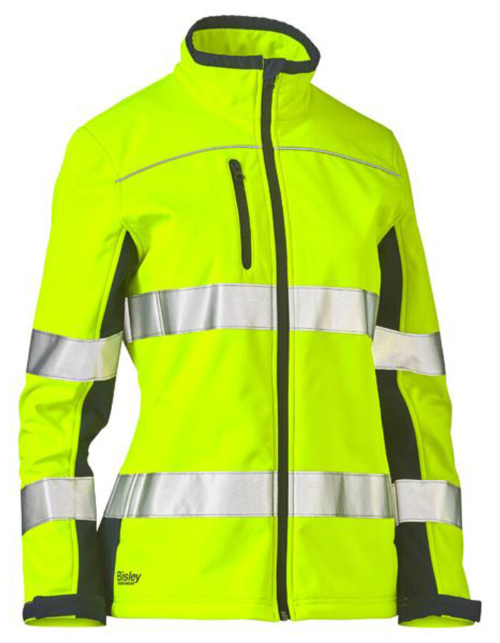 Women's Taped Two Tone Hi Vis Soft Shell Jacket Thumbnail