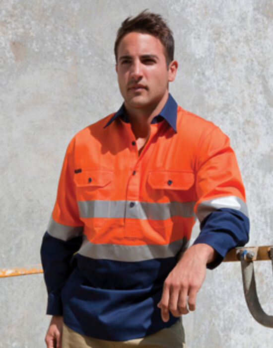 JB's Wear Hi Vis Taped L/S Cotton Mens Shirt Thumbnail