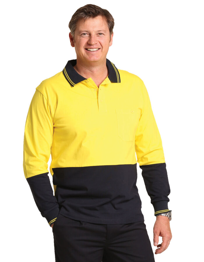 SW36 Cotton Jersey two tone Long Sleeve Safety Polo Thumbnail