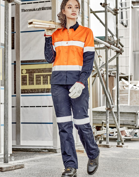 Syzmik Womens Hi Vis Spliced Industrial Shirt - Hoop Taped Thumbnail