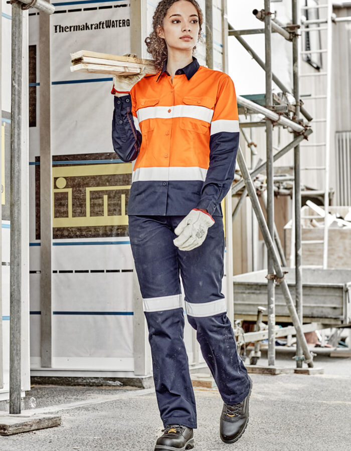 Syzmik Womens Hi Vis Spliced Industrial Shirt - Hoop Taped Thumbnail