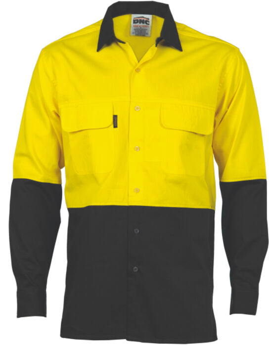 DNC Workwear HiVis 3 Way Cool-Breeze Cotton L/S Shirt 3938 Thumbnail