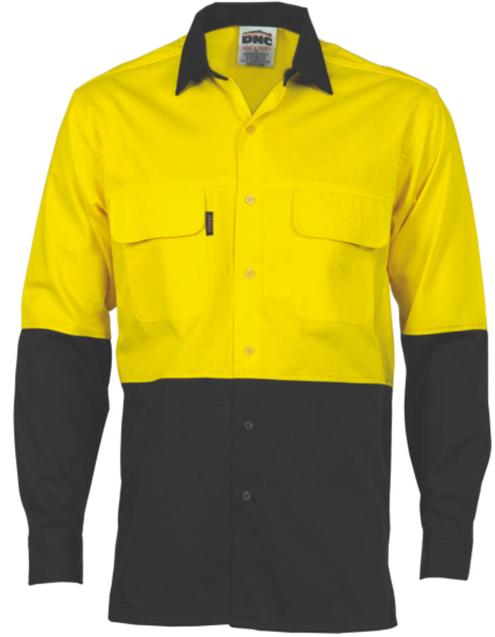DNC Workwear HiVis 3 Way Cool-Breeze Cotton L/S Shirt 3938 Thumbnail