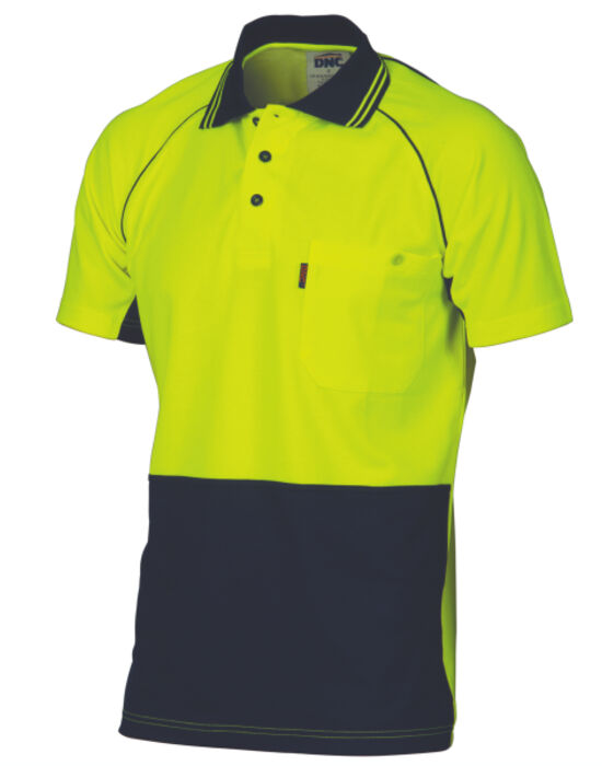 DNC Workwear Hi Vis Cotton Backed Cool-Breeze Contrast S/S Polo 3719 Thumbnail