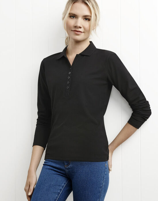 Women's Longsleeve Pique Knit Polo Thumbnail
