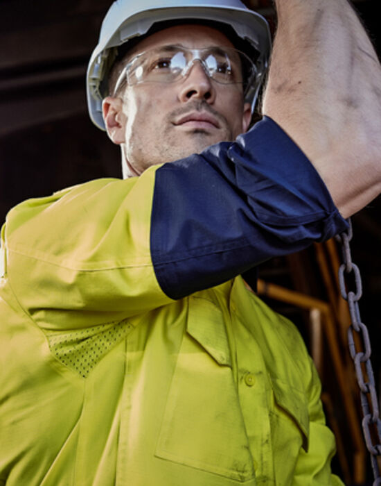 Syzmik Workwear Mens Rugged Cooling Hi Vis Spliced Shirt Thumbnail