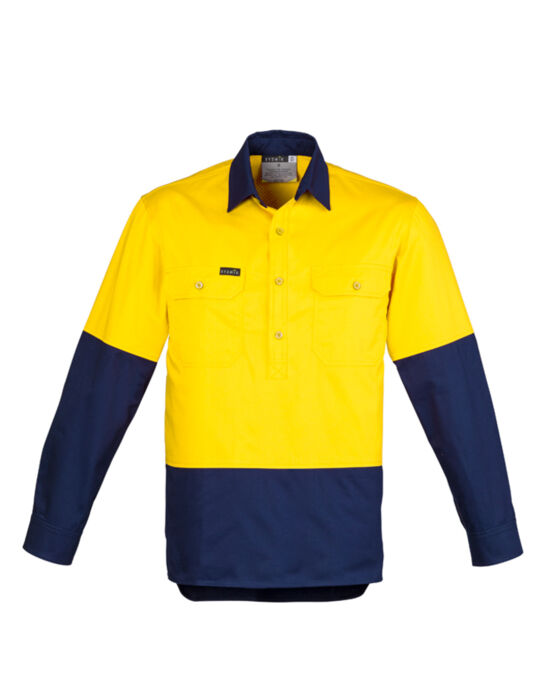 Syzmik Workwear Mens Hi Vis Closed Front L/S Shirt Thumbnail