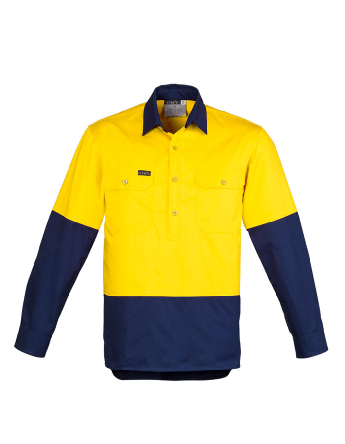 Syzmik Workwear Mens Hi Vis Closed Front L/S Shirt Thumbnail