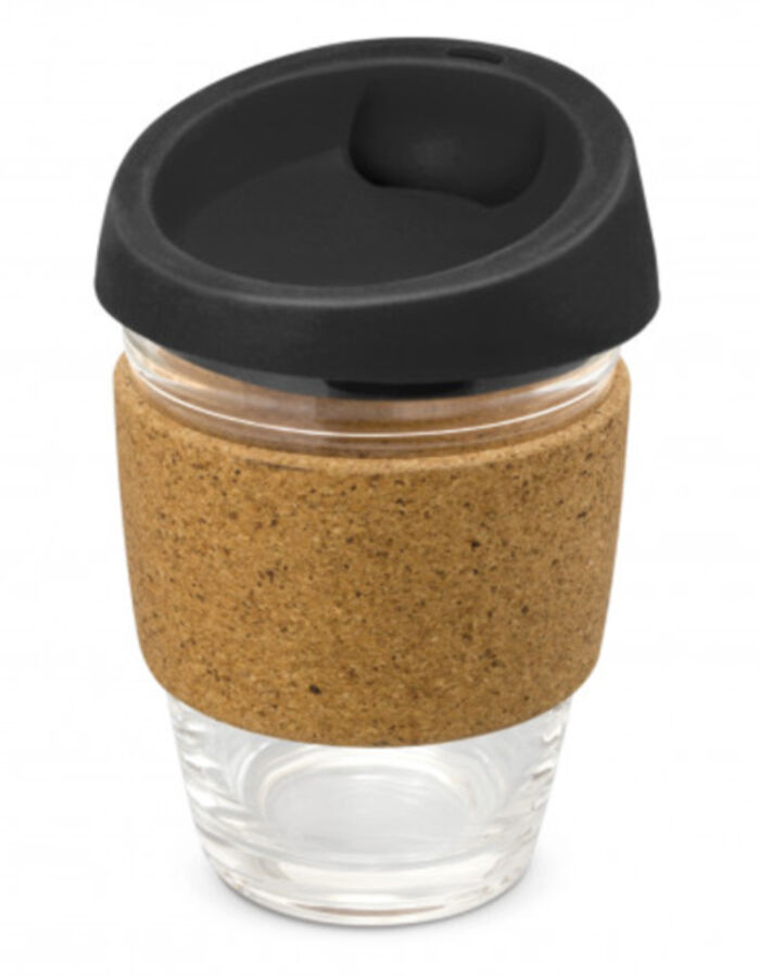 Reusable Glass Coffee Cup w Cork Band - 340ml Thumbnail
